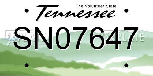 SN07647 Tennessee License Plate