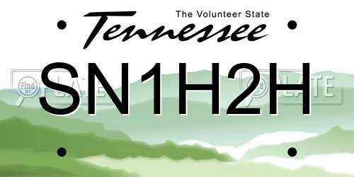 SN1H2H Tennessee License Plate