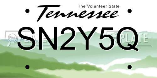 SN2Y5Q Tennessee License Plate
