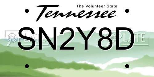 SN2Y8D Tennessee License Plate