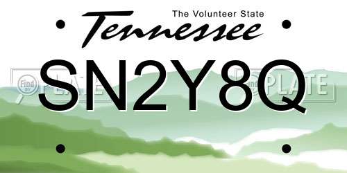 SN2Y8Q Tennessee License Plate