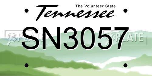 SN3057 Tennessee License Plate