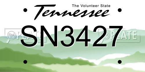 SN3427 Tennessee License Plate