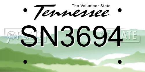 SN3694 Tennessee License Plate