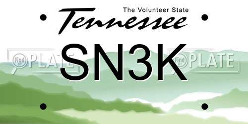 SN3K Tennessee License Plate