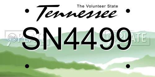 SN4499 Tennessee License Plate