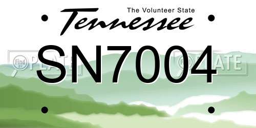 SN7004 Tennessee License Plate