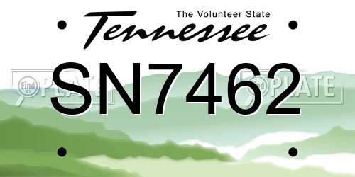 SN7462 Tennessee License Plate