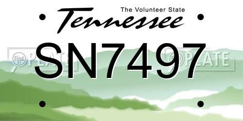 SN7497 Tennessee License Plate