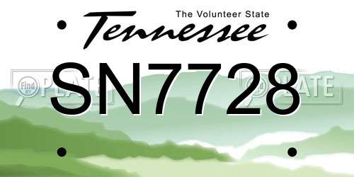 SN7728 Tennessee License Plate