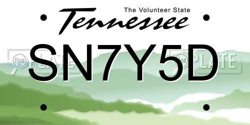 SN7Y5D Tennessee License Plate