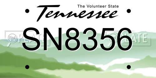 SN8356 Tennessee License Plate