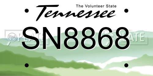 SN8868 Tennessee License Plate
