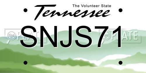 SNJS71 Tennessee License Plate