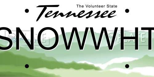 SNOWWHT Tennessee License Plate