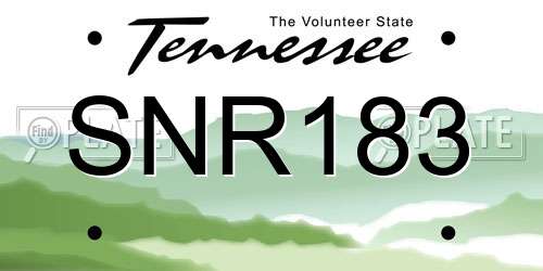 SNR183 Tennessee License Plate