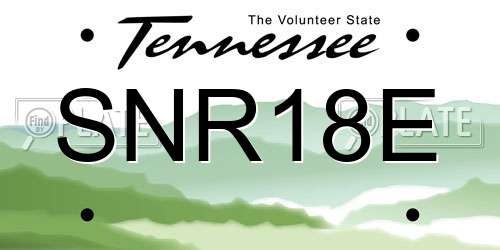 SNR18E Tennessee License Plate