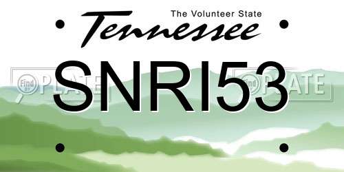 SNRI53 Tennessee License Plate
