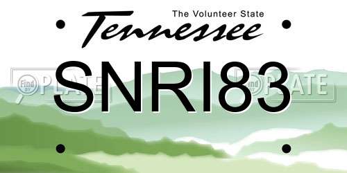 SNRI83 Tennessee License Plate
