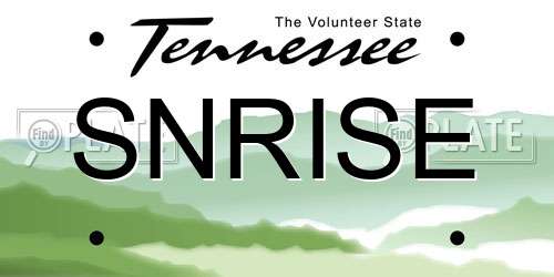 SNRISE Tennessee License Plate