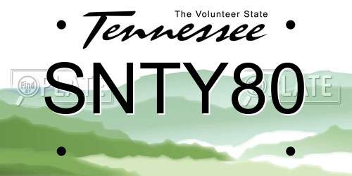 SNTY80 Tennessee License Plate