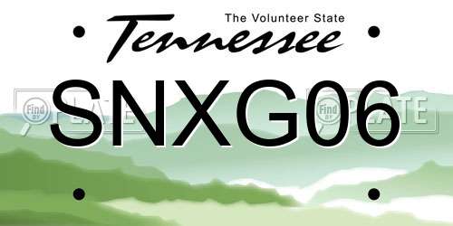 SNXG06 Tennessee License Plate
