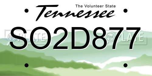 SO2D877 Tennessee License Plate