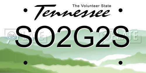 SO2G2S Tennessee License Plate