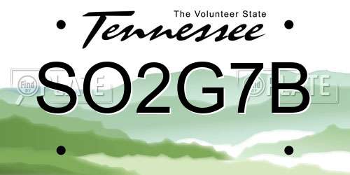 SO2G7B Tennessee License Plate