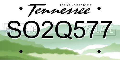 SO2Q577 Tennessee License Plate