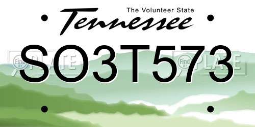 SO3T573 Tennessee License Plate