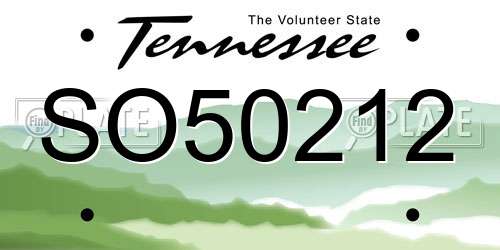 SO50212 Tennessee License Plate