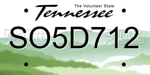 SO5D712 Tennessee License Plate