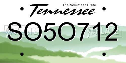 SO5O712 Tennessee License Plate