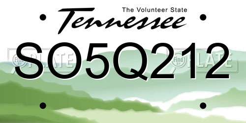 SO5Q212 Tennessee License Plate