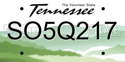 SO5Q217 Tennessee License Plate