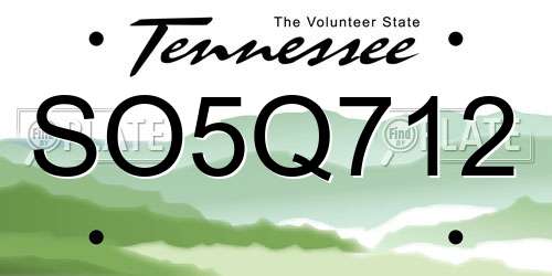 SO5Q712 Tennessee License Plate