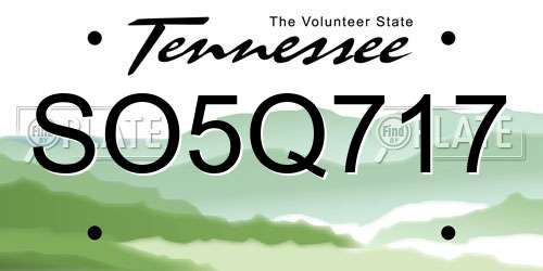 SO5Q717 Tennessee License Plate