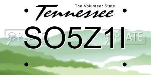 SO5Z1I Tennessee License Plate