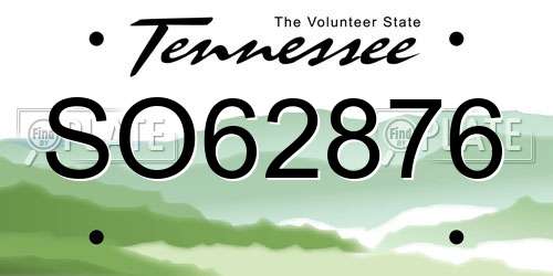 SO62876 Tennessee License Plate