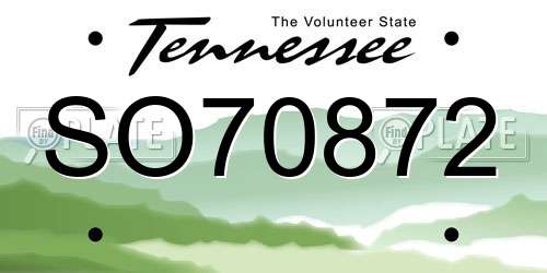 SO70872 Tennessee License Plate