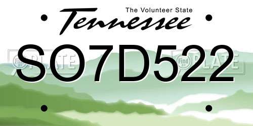 SO7D522 Tennessee License Plate