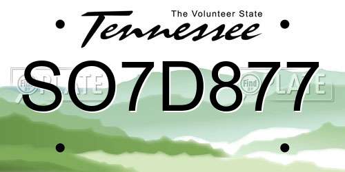 SO7D877 Tennessee License Plate