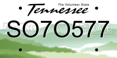 SO7O577 Tennessee License Plate