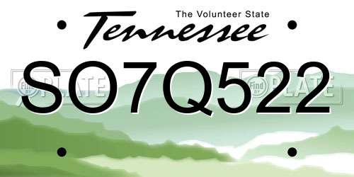 SO7Q522 Tennessee License Plate
