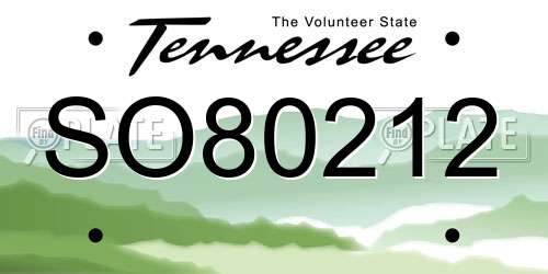 SO80212 Tennessee License Plate