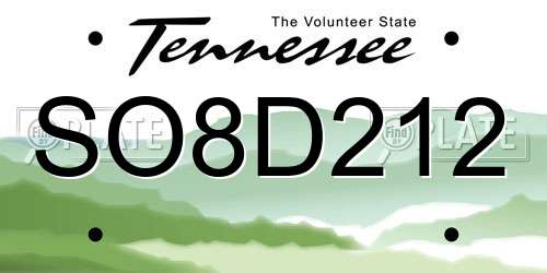 SO8D212 Tennessee License Plate