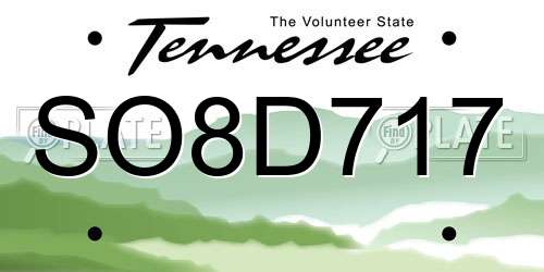 SO8D717 Tennessee License Plate