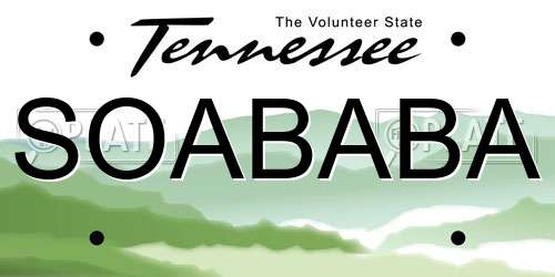 SOABABA Tennessee License Plate