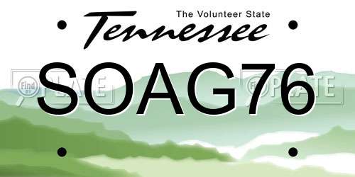 SOAG76 Tennessee License Plate